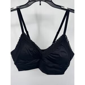 Aerie Womens Triangle Bralette Black S Blossom Lace Wireless Padded Pullover NWT